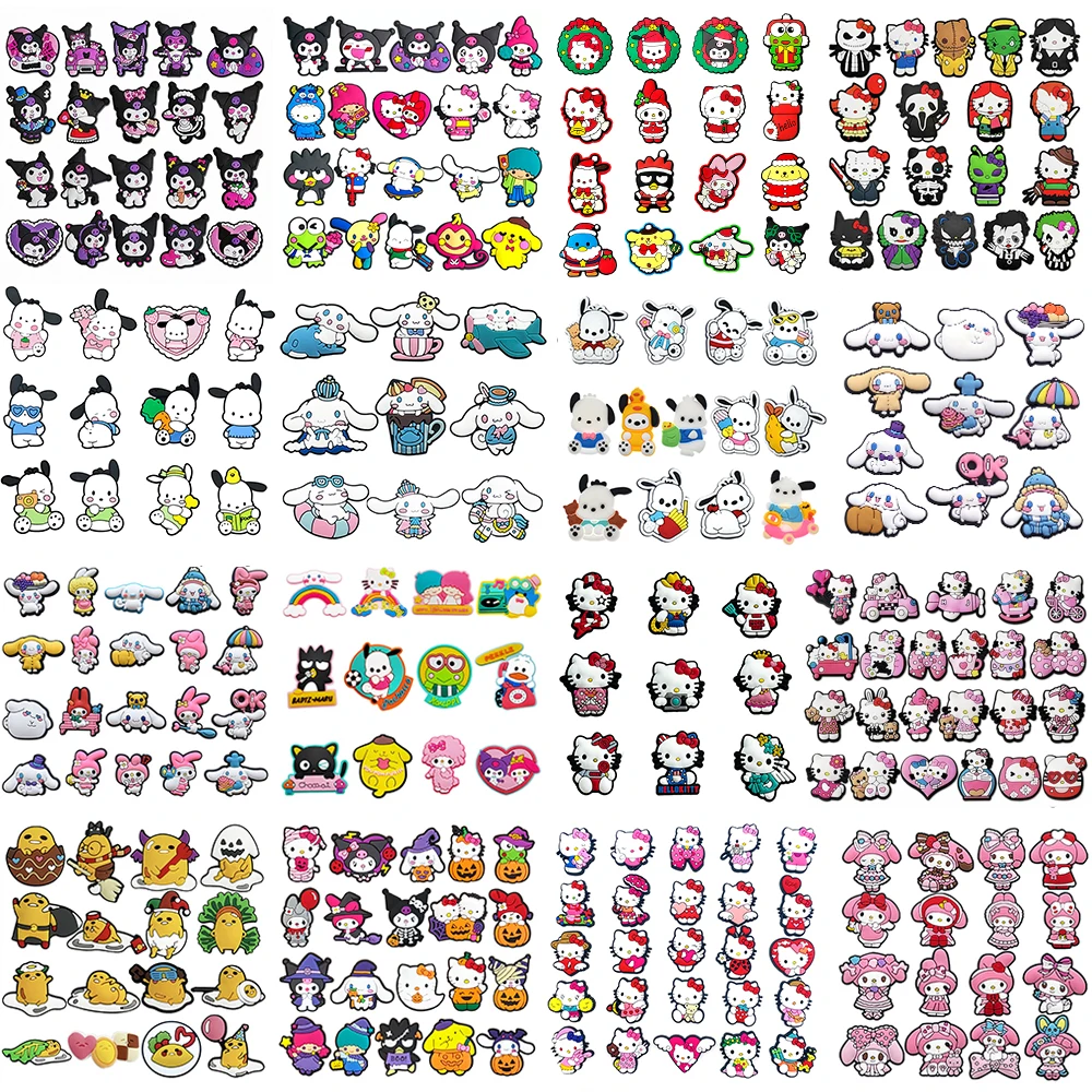 6-35 Stück Sanrio Hello Kitty Kuromi Schuh-Charms Cartoon-Schuhzubehör Dekorationsschnalle für Clogs Sandalen Armbänder Kindergeschenk