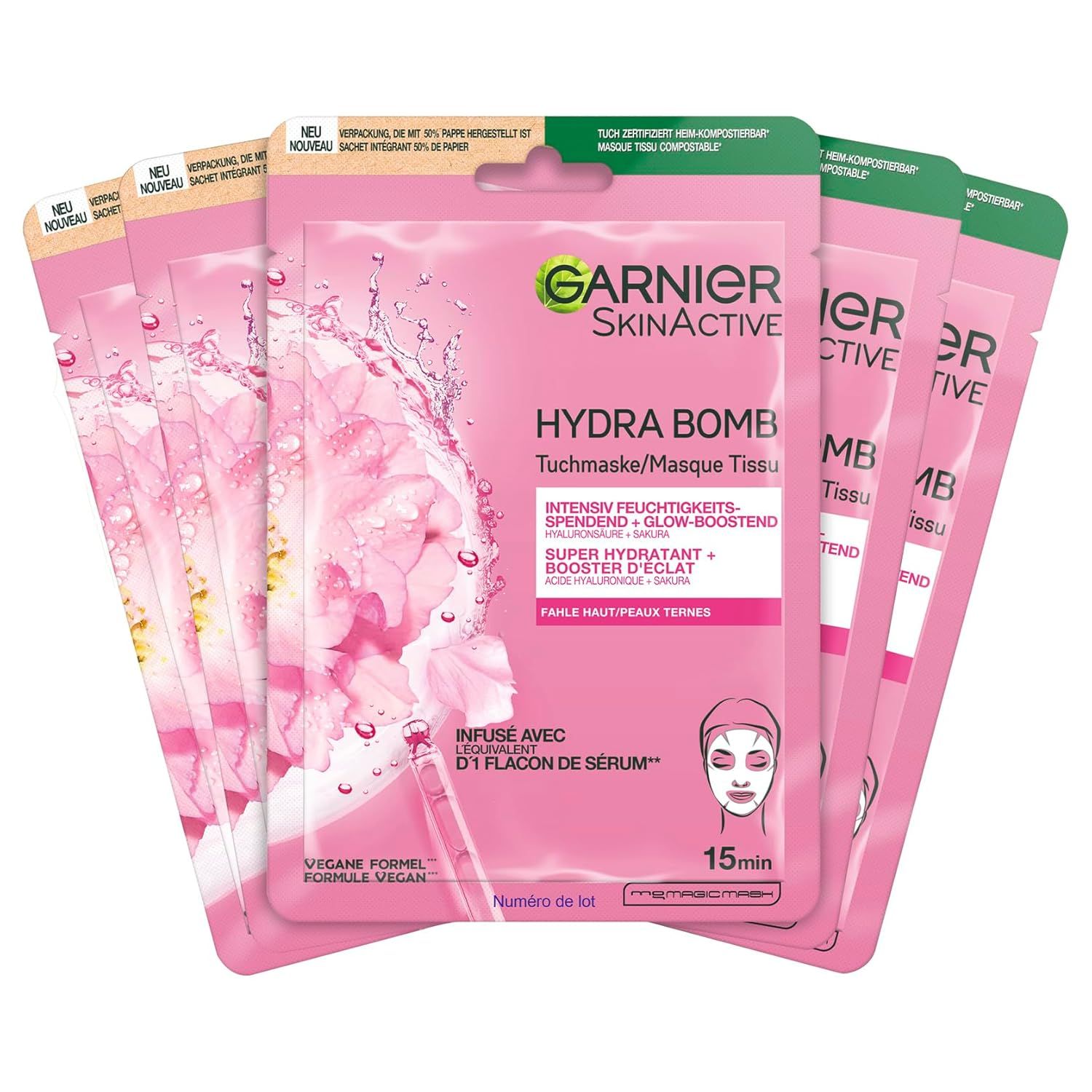 Set di Maschere in Tessuto Garnier SkinActive Hydra Bomb 5 St