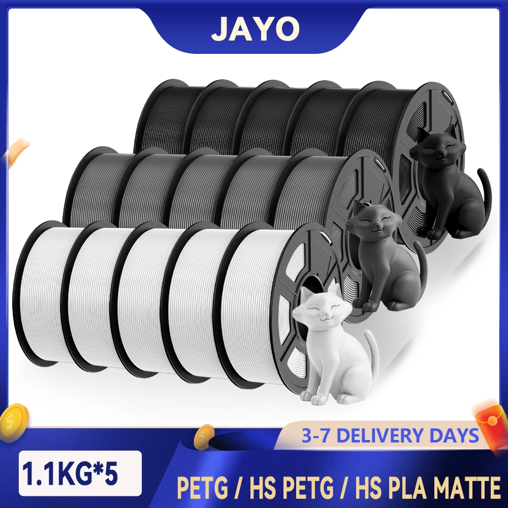 JAYO 3D PETG/ High Speed Matte PETG/PLA Classic Printer Filament 1,75 mm 3D-Drucker Filament 5,5 kg Ordentlich gewickeltes PETG für 3D Image