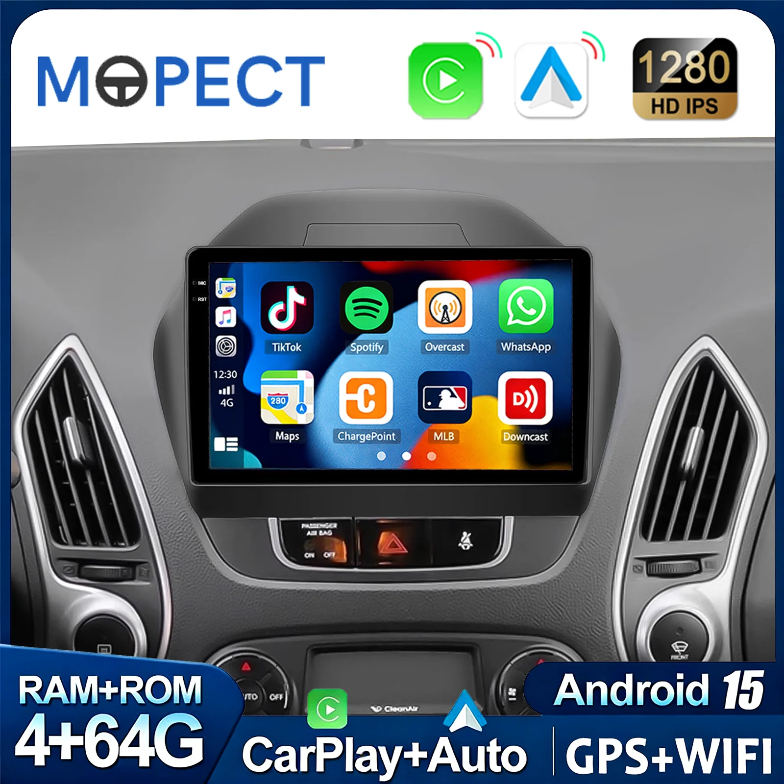 MOPECT 4 + 128G Wireless CarPlay Android Auto Autoradio für Hyundai IX35 2010 2011-2015 GPS Stereo WiFi 2Din Multimedia Player Image