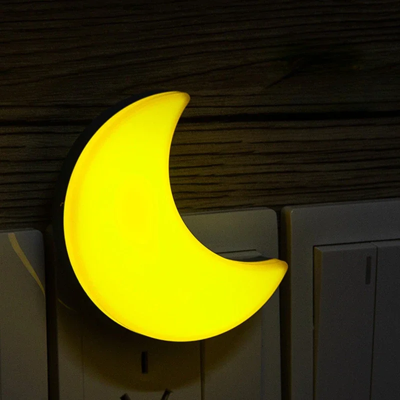Mond-Nachtlicht, in die Wand stecken, niedliche Baby-Wand-Kinderzimmerlampe, intelligenter Lichtsensor, LED-Nachtlicht für Kinderzimmer, Flur