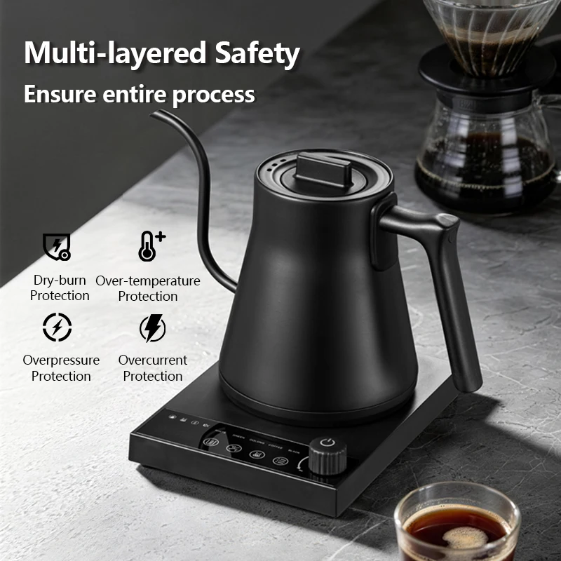 Elektrischer Schwanenhals-Wasserkocher 900ML für Handgebrühten Kaffee und Tee 1000W Smarte Teekanne mit Temperaturregelung Schnellheizender Wasserkocher 220V Image