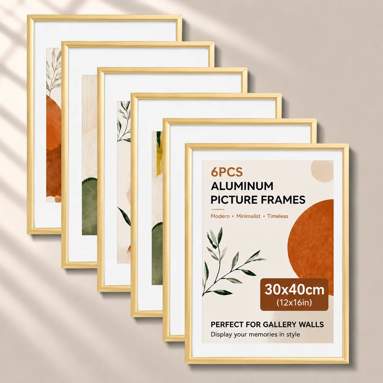 6er-Set 30x40cm Aluminium-Bilderrahmen, Gold-Schwarz Moderne Wand-Fotorahmen, Heim- und Bürodekoration, Vertikal & Horizontal Aufhängbar, Mit oder Ohne Passepartout, Einfache Montage, Minimalistische Image