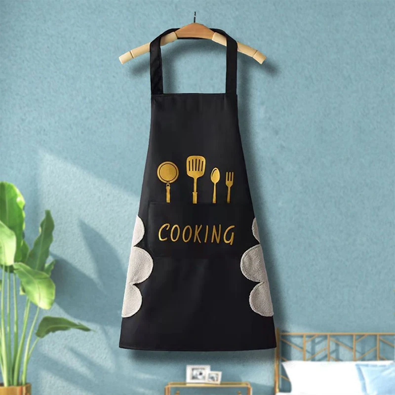 Schürze, wasserdicht, ölbeständig, kann Hände abwischen, Küche, Arbeitskleidung, Zuhause, Kochen, Reinigung, Männer und Frauen, universelle ärmellose Schürze Image