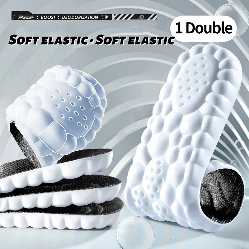 5D-Sport-Einlegesohlen für Schuhe, weiche PU-Laufsohle für Füße, atmungsaktiv, Stoßdämpfung, Schuhsohle, Fußgewölbeunterstützung, orthopädischer Einsatz Image