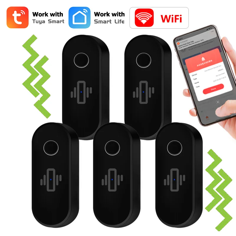 Tuya WiFi Vibration Sensor Smart Leben App Steuerung Tür Fenster Erkennung Anti-Diebstahl Alarm Schock Detektor Home Security Alarm Image