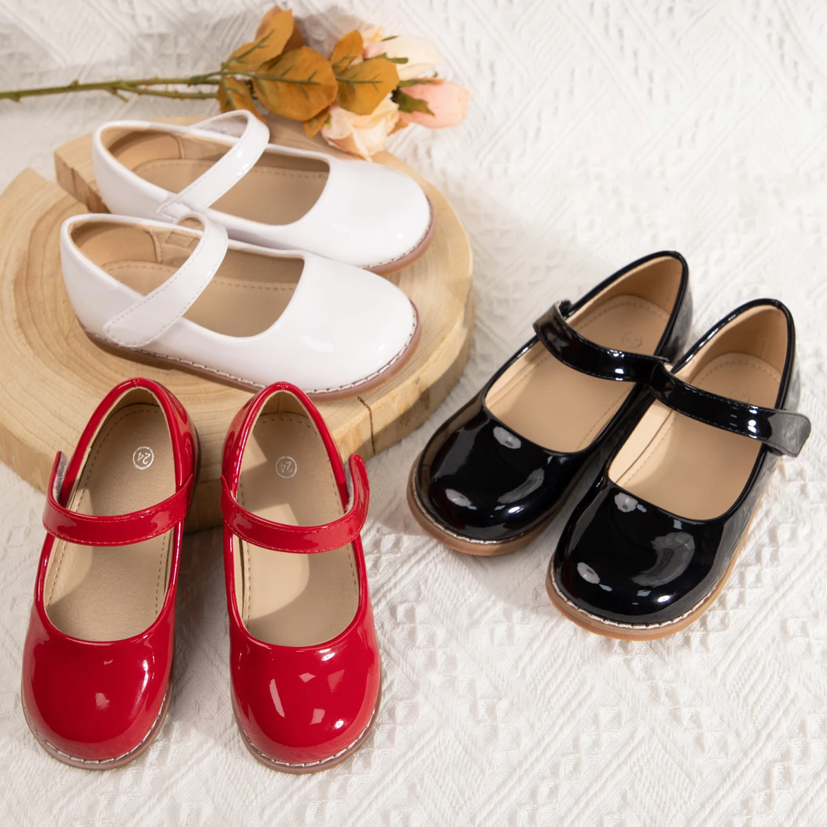 KIDSUN Schwarze modische Kinderschuhe für Mädchen, formelle Schnalle, Gummisohle, Leder, Prinzessinnenkleid, klassische Größe 21–32