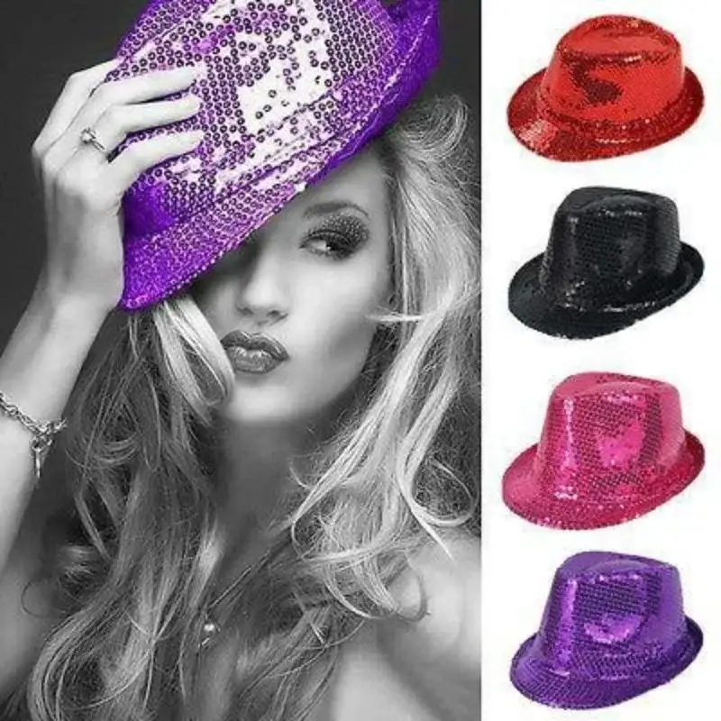 Festival Party Reflektierende Hut Bühne Leistung Dress Up Glitter Hip-hop Hut Kinder Tanz Jazz Leistung Hut Zylinder Image
