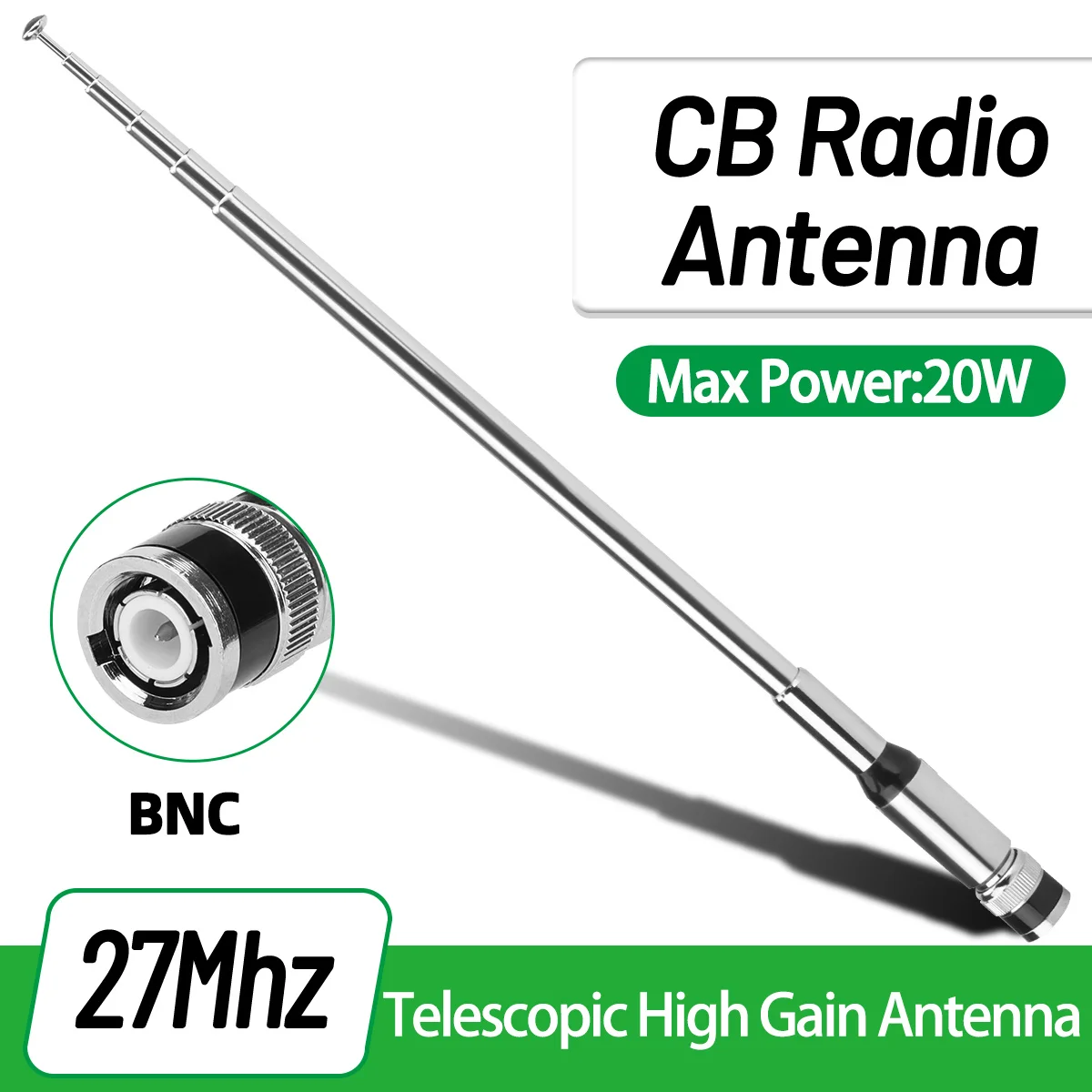 ABBREE 27 MHz CB-Funkantenne, BNC-Anschluss, teleskopische High-Gain-Langstreckenantenne, kompatibel mit BNC CB Radio Walkie Talkie Image