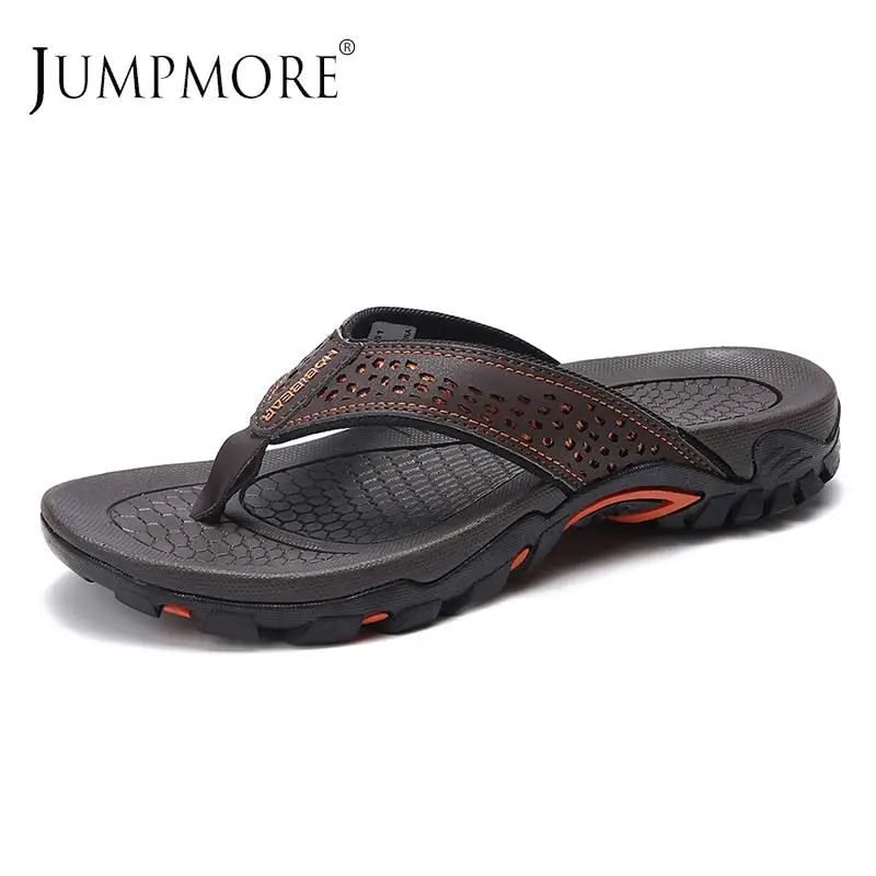 Jumpmore Sommer Flip-Flops Männer Schuhe Outdoor Fashion PU Leder Flache Schuhe Strand Urlaub Schuhe Größe 40-50