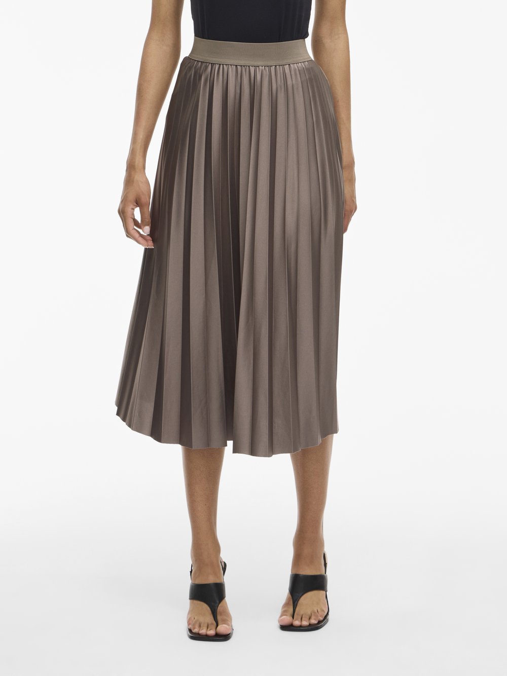 Vila Plisseerock Damen taupe, S