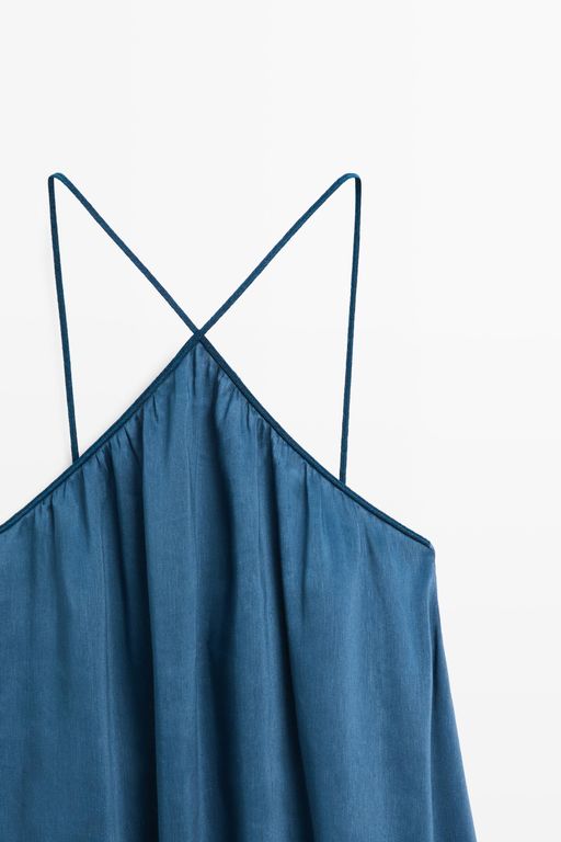 Long Flowing Dress With Crisscross Straps - Blue - MASSIMO DUTTI Dresses