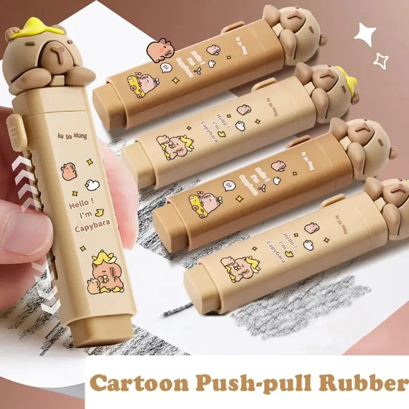 Niedlicher Capybara Push-Pull Radiergummi Cartoon Silikon-Radierer mit Austauschbarem Kern Korrekturwerkzeug Schüler-Schreibwaren Geschenk Schule Image