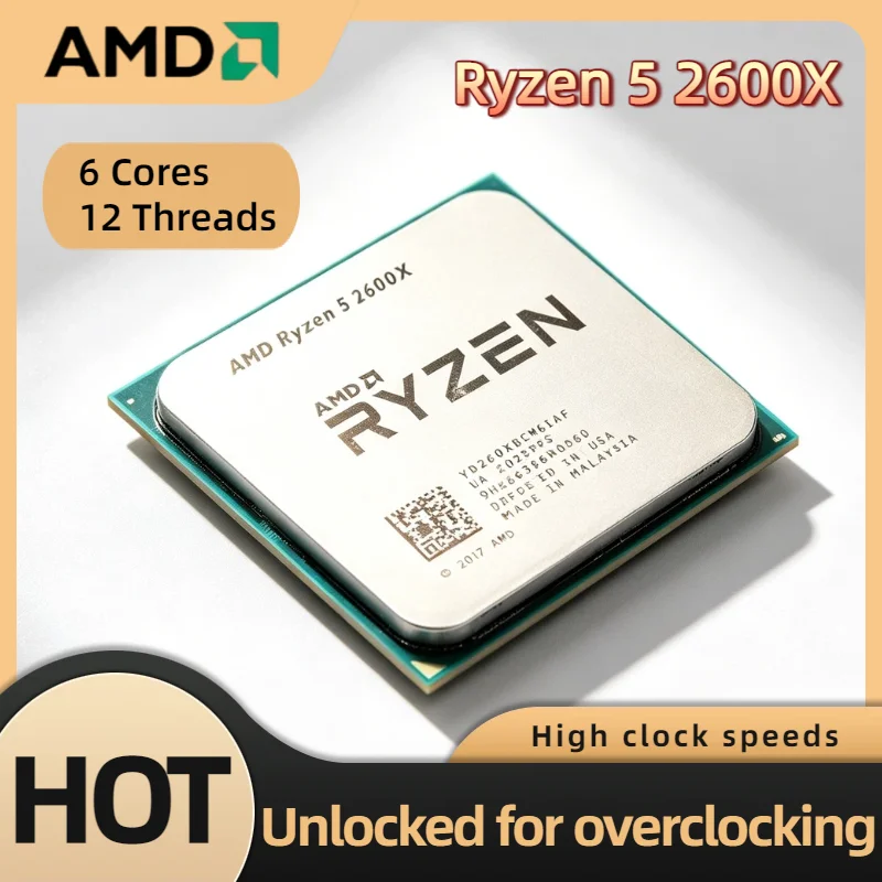 AMD 2600X R5 6C 12T 3,6GHz Socket AM4 95W Gaming-CPU Ohne Box Pro Max Ultra Schneller Desktop-Prozessor-Chip Image