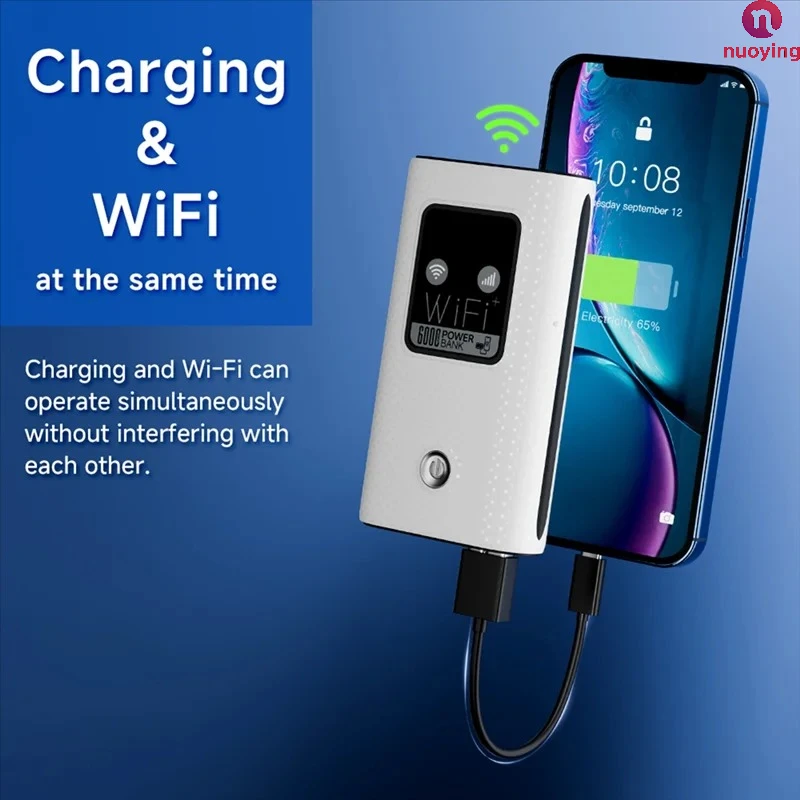 NUOYING 4G LTE Tragbarer WLAN-Router 150Mbps Pocket MiFi Modem mit SIM-Kartensteckplatz und Backup-Powerbank Image
