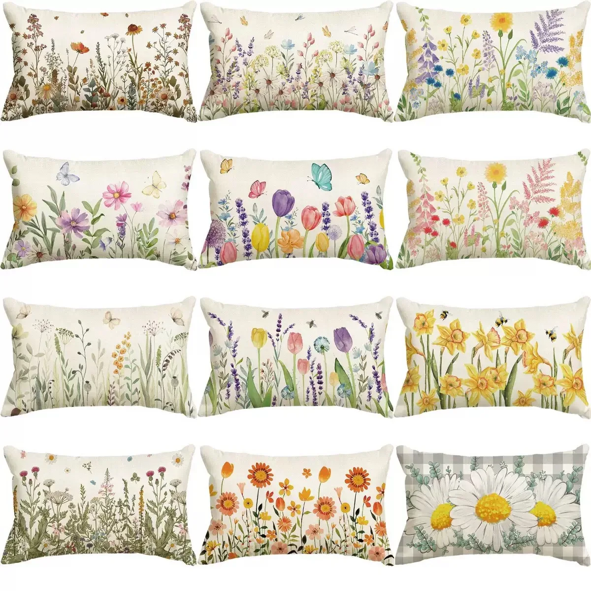 VIKAMA Neue Frühling Floral Baumwolle-Polyester Kissenbezüge Für Wohnzimmer Sofa Kissen Und Dekoration Kissen Image
