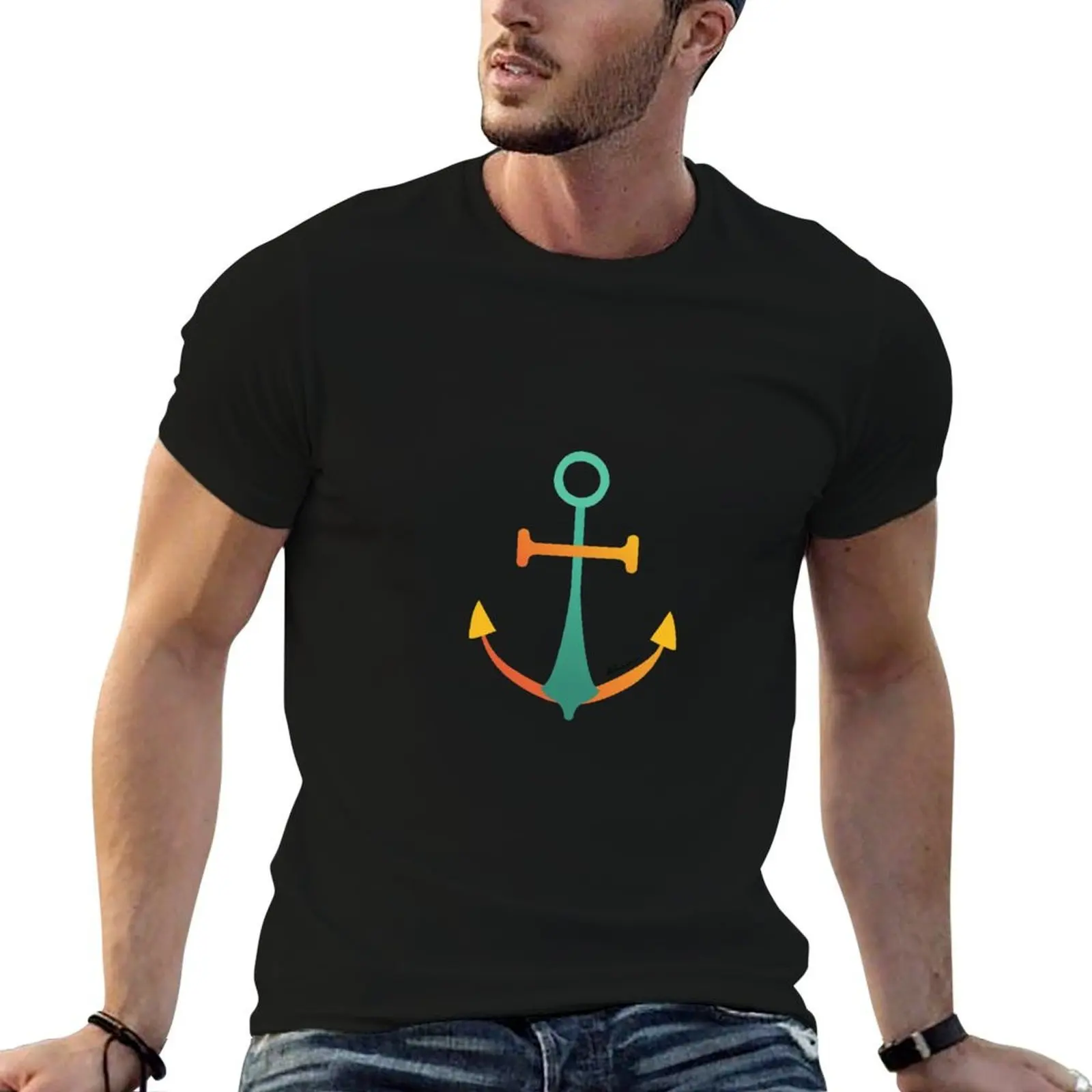 T-shirt Anchor pour garçon, T-shirt homme, T-shirt homme de luxe, T-shirt homme à motif, T-shirt en coton, T-shirt 100% coton
