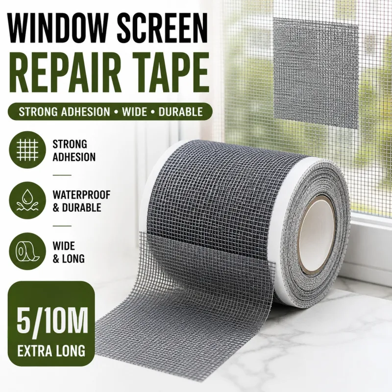 Selbstklebendes, zuschneidbares Reparaturband für Fliegengitter – DIY-Reparaturlösung für Fenster und Türen – Insektenschutzgitter-Reparatur-Aufkleber