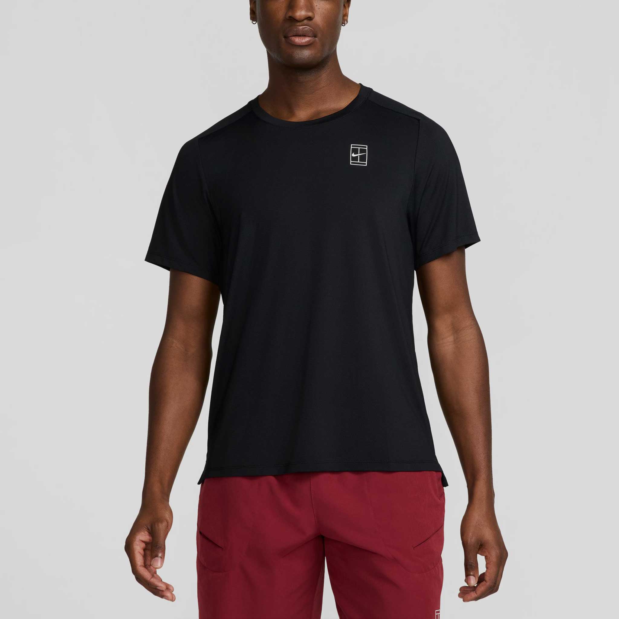 Nike Dri-FIT Advantage Short Sleeve Tennis Top Men's Tennis Apparel Black/White