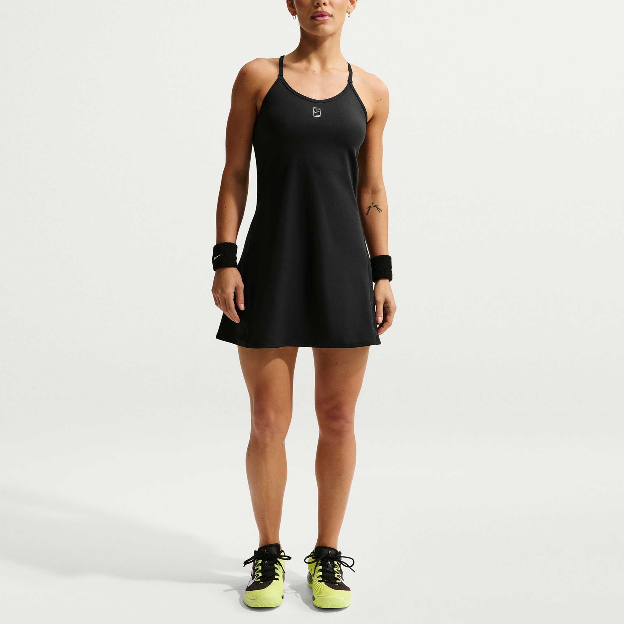 Nike Dri-FIT Advantage Strappy Dress Women's Tennis Apparel Black/White - Nike