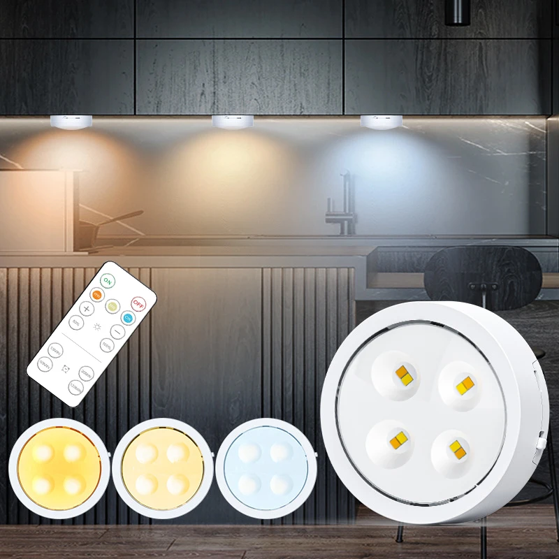 Dimmbare LED-Unterschrankbeleuchtung mit Fernbedienung, batteriebetriebene LED-Schrankbeleuchtung, Kleiderschrank, Badezimmerbeleuchtung, Nachtlicht