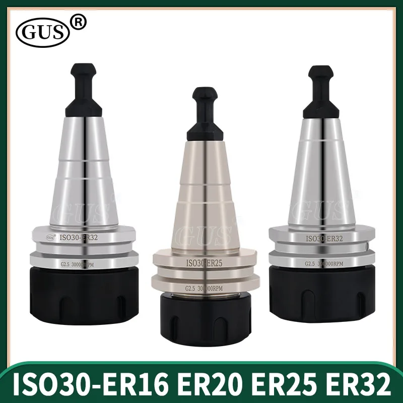 ISO30 Holzbearbeitungswerkzeughalter ER16 ER20 ER25 ER32 Spannzangenfutter Ausgleich G2,5 30000 U/min mit Zugstift CNC-Spindel Drehmaschine Fräsen Image
