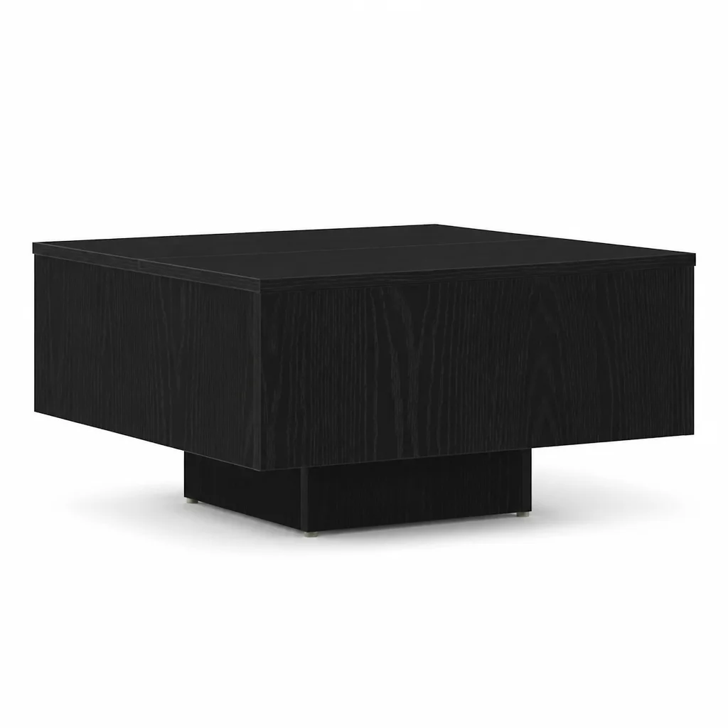Couchtisch aus schwarzer Eiche, 60 x 60 x 31,5 cm, Holzwerkstoff – moderner Wohnzimmer-Beistelltisch, rechteckiger Designer-Tisch für Getränke, Bücher und Dekoration, kompakt und robust Image