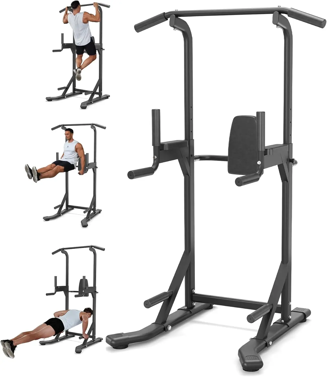 Freistehende Klimmzugstange, Power Tower Dip-Station für das Heim-Fitnessstudio, 450 Pfund Belastbarkeit, Krafttrainingsgerät Image