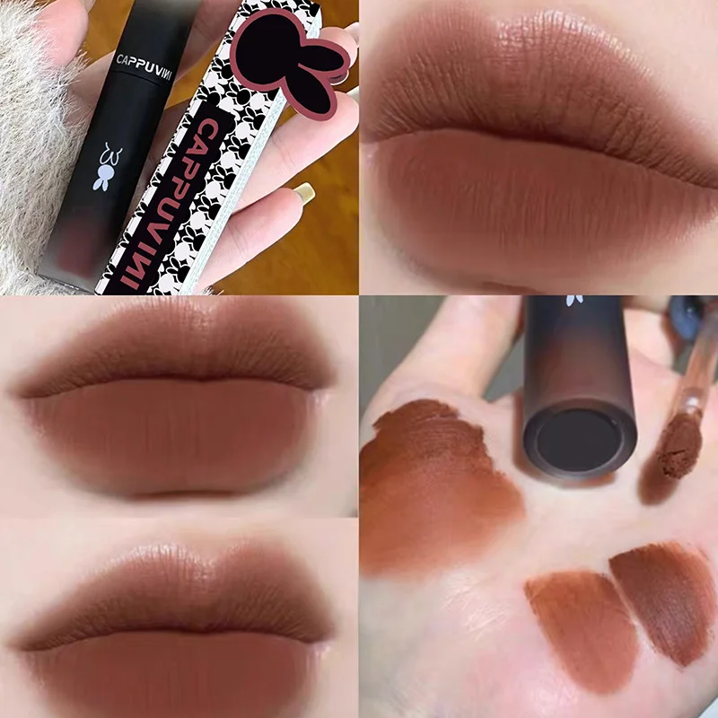Erschwinglicher samtweißer Lipgloss Reverse Macaron Lip Mud Matte Mist Lip Glaze für Studenten – langanhaltender feuchtigkeitsspendender Lippenstift Image