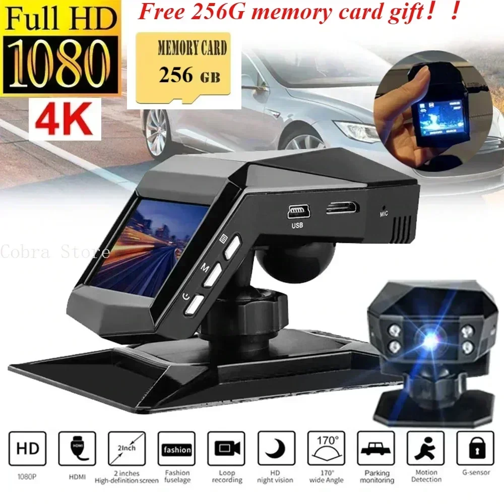 4k HD Auto DVR Dash Cam 1080P Video Recorder Kostenlose 256G Speicherkarte Geschenk 170 Winkel Nachtsicht Auto Recorder Zyklus Aufnahme Dash Image