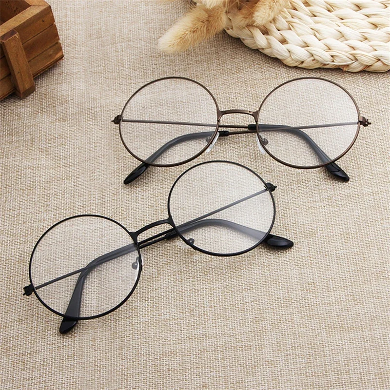 Retro runde schlichte klare Brille ultraleichte Metall dekoration transparente Brillen verschreibung pflicht ige optische Brillen fassungen Brillen Image