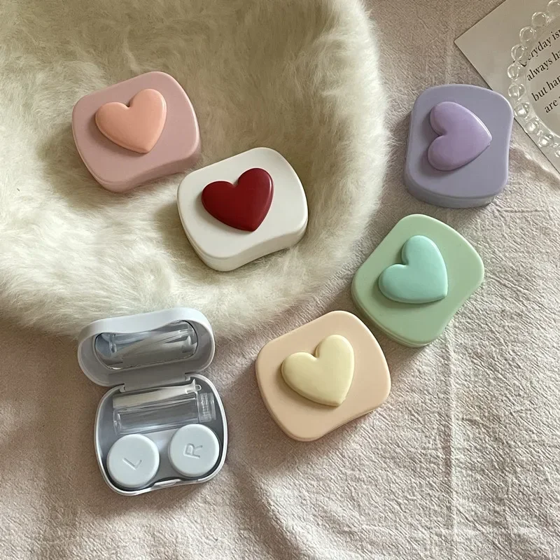 1pc Platz Liebe Mädchen Farbige Kontaktlinsen Fall Reise Einfach Tragen Objektiv Spiegel Lagerung Container Frauen Farbe Kontaktlinsen Box Image