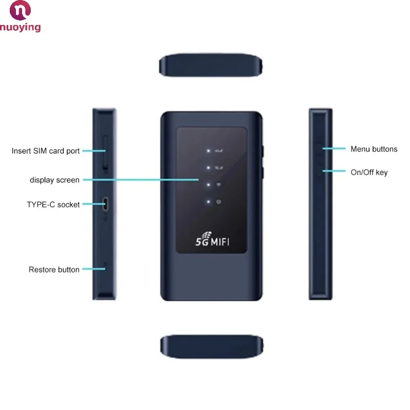 4G/5G Mobiler WLAN-Router, tragbares LTE-MiFi-Modem, kabelloser Hotspot mit SIM-Kartensteckplatz, unterstützt bis zu 16 verbundene Benutzer Image