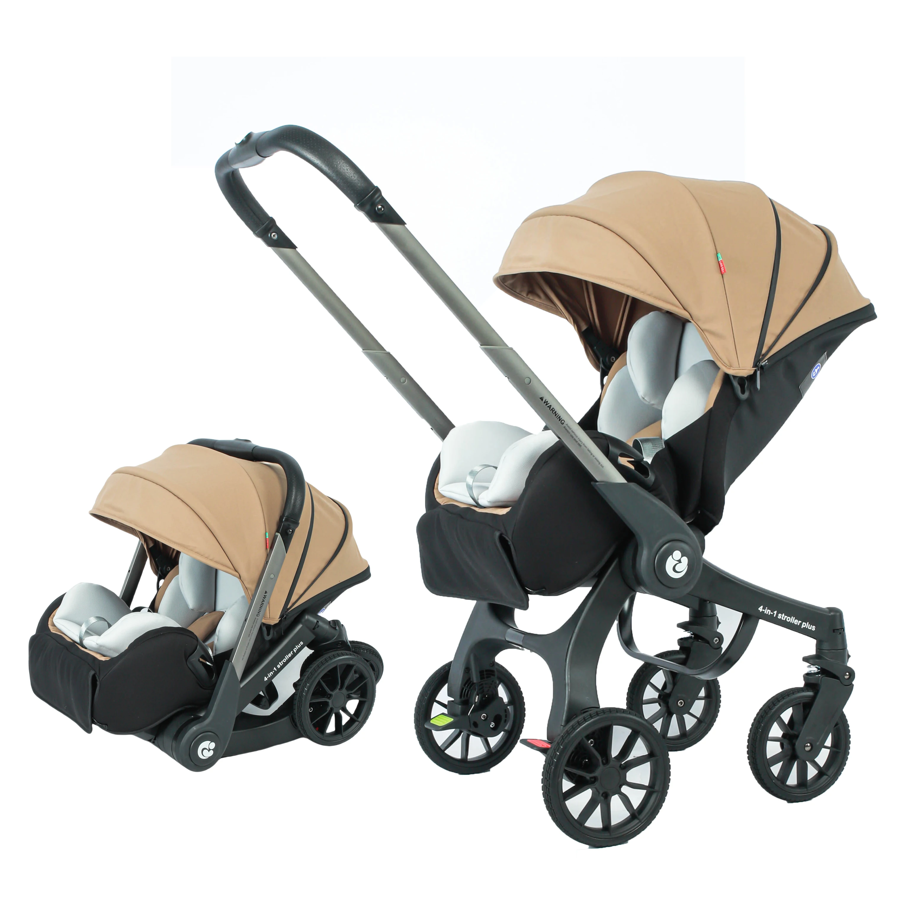 4-in-1 Kinderwagen, Multifunktionaler Faltbarer Kinderwagen, Tragbarer Outdoor-Kinderwagen, Autositzfunktion, Verstellbare Armlehnen Image