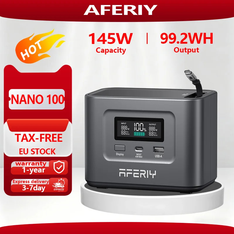 AFERIY Nano100 145W99.2WH Praktische Tragbare Stromversorgung Intelligente Temperaturregelung Mini Outdoor Camping Mobile Powerbank Image