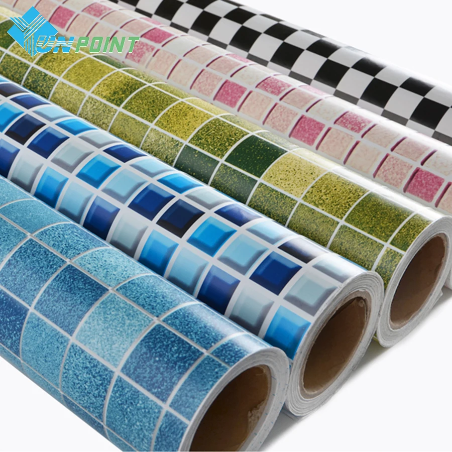 PVC Küche öl beständige Aufkleber Bad wasserdichte feuchtigkeit beständige Tapete selbst klebende Schrank Herd Mosaik fliesen Renovierungs folie