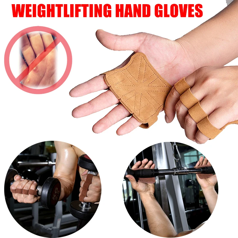 Rindsleder Fitnesshandschuhe Griff Leder Gewichtstrainingshandschuhe Handflächenschutz Fitness Sport Gymnastik Griff Klimmzüge Gewichtstraining