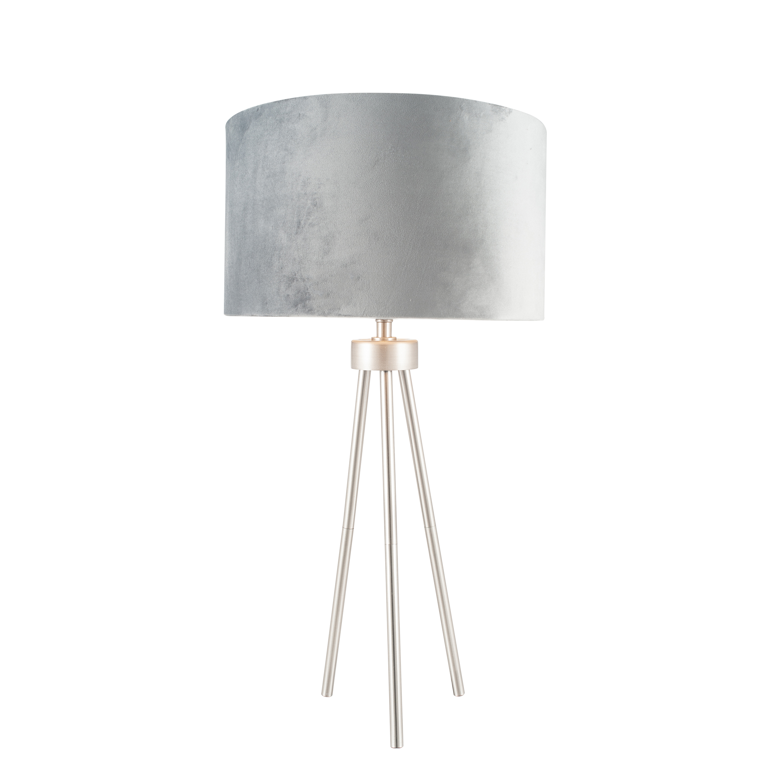 Make it a Home Brushed Silver Metal Velvet Tripod Steel Table Lamp - One Size | Make it a Home Sale | Discount Designer Brands
