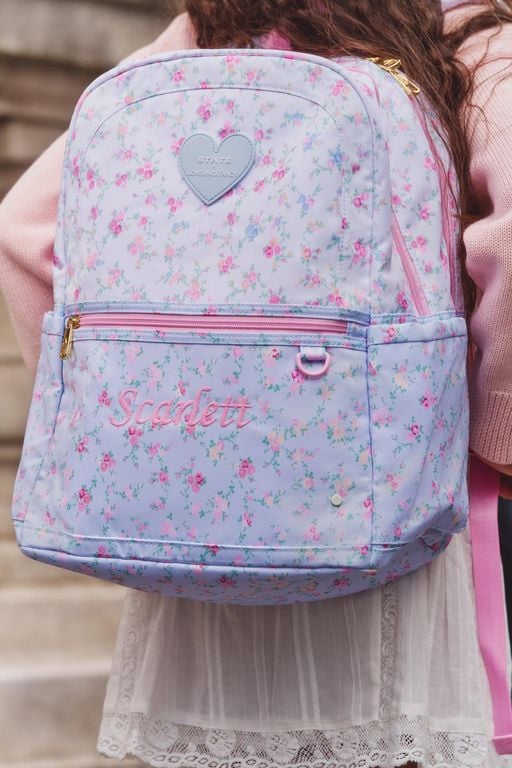 State X Floral Kane Double Pocket Backpack For - Purple - LoveShackFancy Backpacks