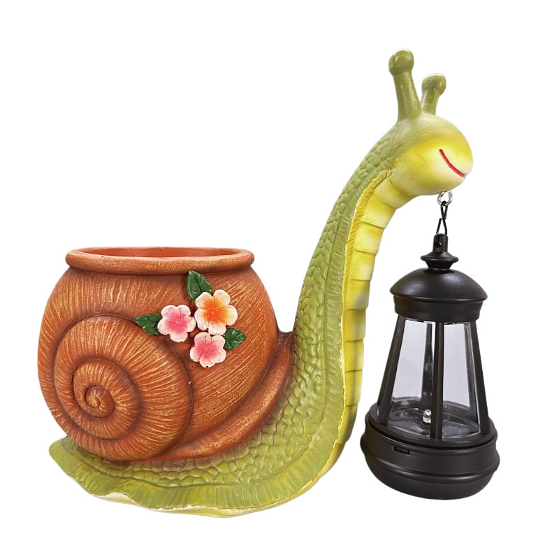 Outdoor Solar Snail Garden Stake Lights, Creative Resin Snail LED Lantern Flower Pot Decor, Waterproof Solar Powered Pathway Lights for Garden, Yard, Lawn, Patio, Farm Landscape Decoration