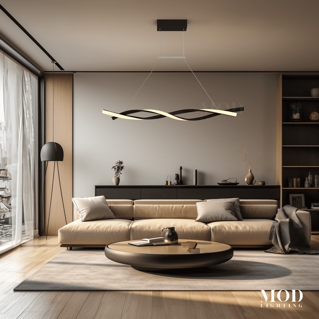 Wavey | Minimalist Pedant Light | Matte Black / Medium / Dimmable | MOD LIGHTING