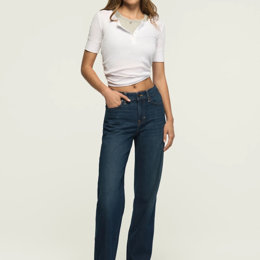 Lucky Brand Mid Rise Curvy Baggy - Women's Jeans Denim Pants in Ink Blot Wash, Size 29 x 31