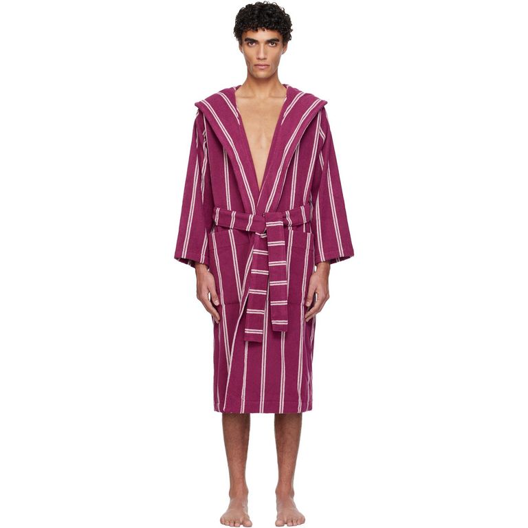 Terry Hooded Bathrobe - Red - Tekla Nightwear