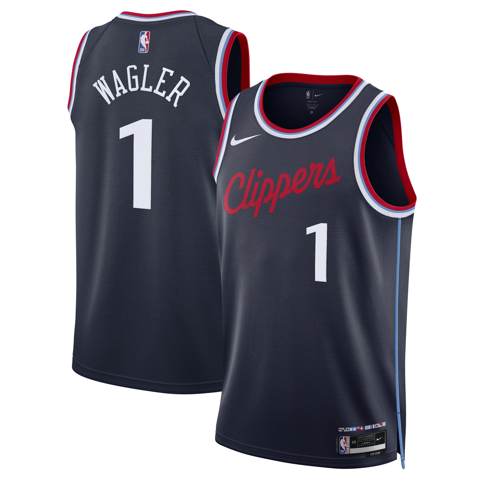 Maillot réplique Nike Icon Swingman des LA Clippers - Bleu marine - Keaton Wagler - Unisexe - unisexe Taille: S