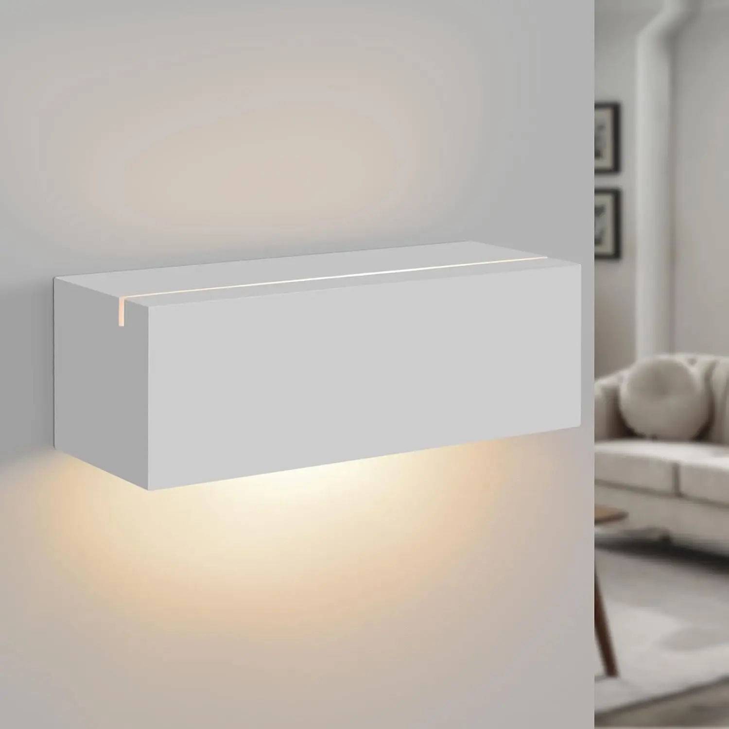 Wandleuchte Innen Wandlampe Flur - Up and Down Wandleuchten Modern Design G9 Flurlampe Weiß Gipsleuchte Wand Treppenhaus Lampe für Wohnzimmer Küche 22CM - Ohne Leuchtmittel
