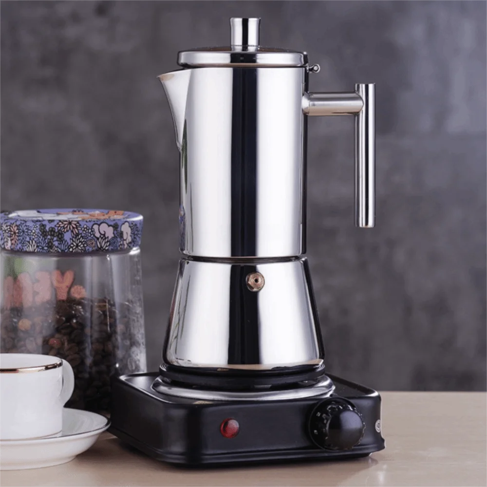 Cafetière italienne en acier inoxydable, antioxydante, 200/300/600 ML, cafetière à expresso, pot renforcé, anti-fuite, percolateur à expresso