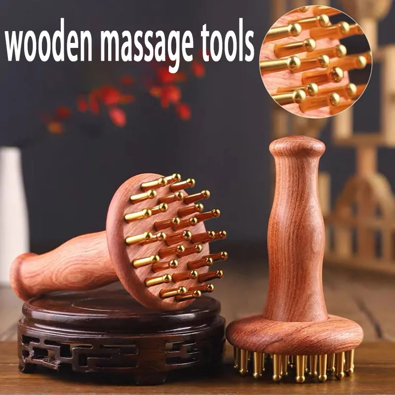 Outils de massage en laiton et en bois Gua Sha, soins du corps, thérapie Gua Sha pour tout le corps, spa à domicile, masseur corporel, beauté et santé AMS11