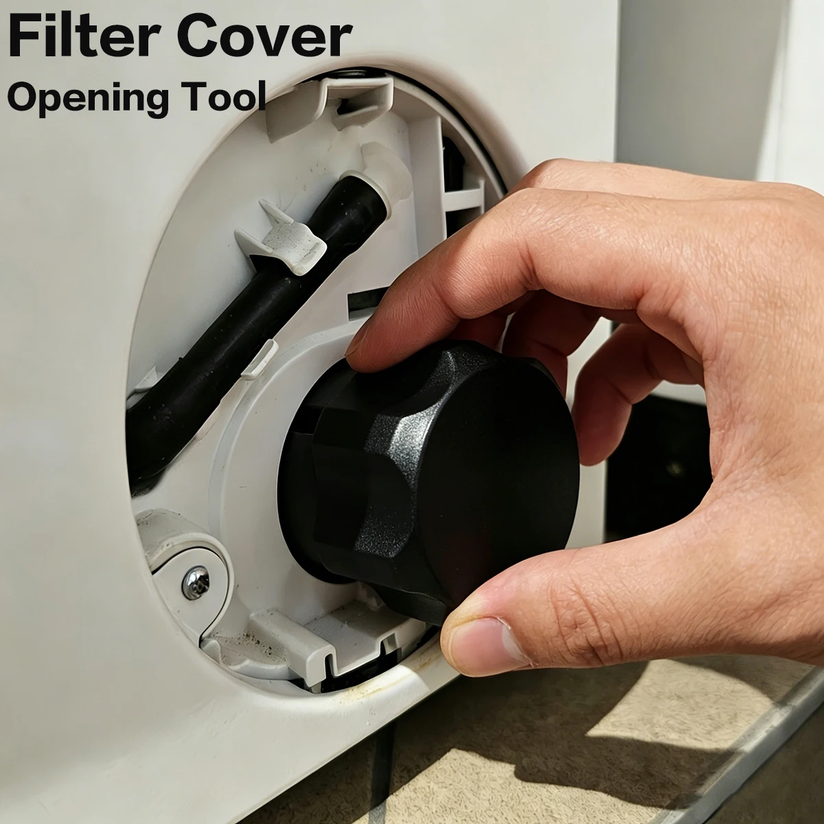 Washing Machine Drain Pump Filter Cover Opening Tool, Washing Machine Drain Port Opener, Ergonomic Grip, Washing Machine Drain Pump Filter Tool with Ergonomic Handle and Easy-Open Wrench, Suitable for
