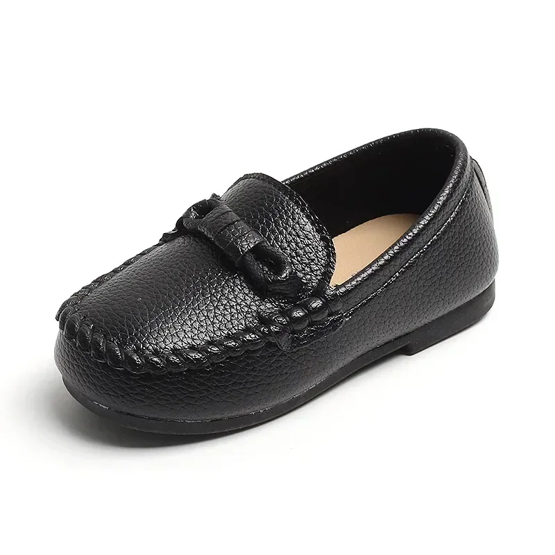 Jungen-Lederschuhe, Schwarz, Weiß, für Schule, Party, Hochzeit, Kinder, formelle flache Schuhe, Slipper, weiche Slipper, Kinder-Mokassins, Größe 21–30