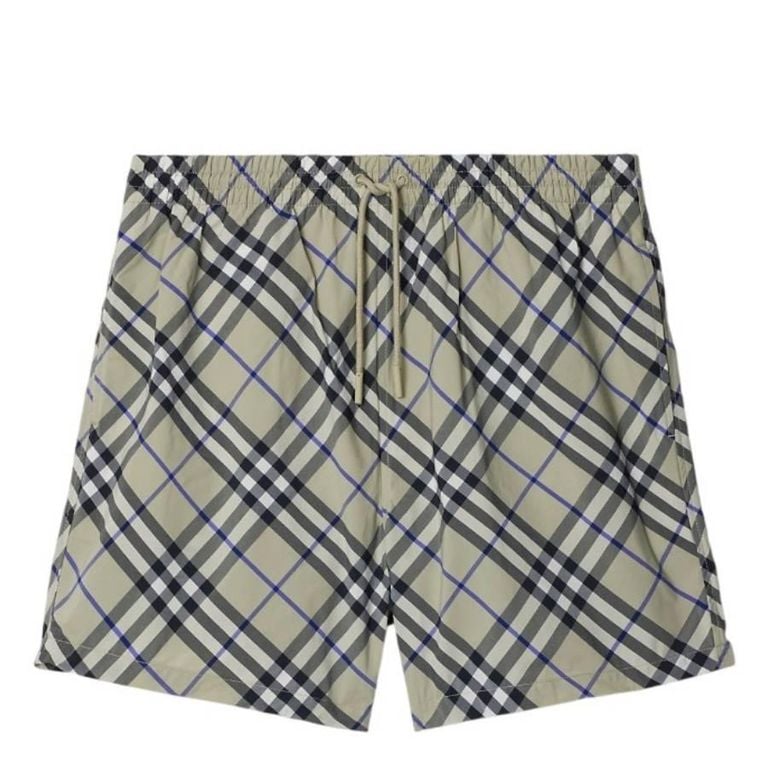 Check Nylon Swim Shorts - Gray - Burberry Beachwear